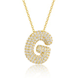 26个字母项链925纯银电镀金色锁骨链莫桑石男女时尚吊坠