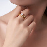 新款树枝戒指时尚水滴莫桑石饰品花朵戒指女