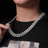 街头嘻哈大项链s925纯银莫桑石电镀白金古男生巴项链男