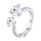 新款S925纯银莫桑石指环开口双生流光时尚轻奢戒指女