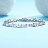 嘻哈风网球异形手链S925纯银莫桑石手链