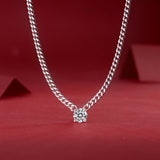 莫桑石项链925纯银男士古巴吊坠项链