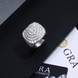 街头莫桑石男戒S925纯银显大钻夸张婚戒节日礼物大戒指