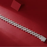 跨境亚马逊夸张嘻哈双排手链电镀加厚S925纯银莫桑石男女古巴手链