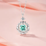 新款S925银绿色唯美花朵吊坠项链时尚简约风甜美气质锁骨链女