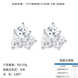 新款S925纯银几何形莫桑石耳钉小众轻奢气质耳环耳饰品女