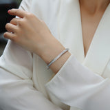 S925银手镯莫桑石镀铂金小众纯银批發女