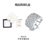 嘻哈夸张戒指纯银莫桑石豪镶全莫桑石