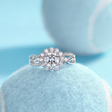 热销S925纯银戒指女莫桑石同款时尚镀白金婚戒女轻奢