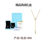 莫桑石Y字形yis风吊坠925纯银简约电镀金色轻奢项链