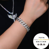 新款嘻哈手链S925纯银D色莫桑石简约男士手饰