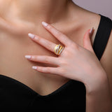 新款S925银拉丝金交叉满镶莫桑石戒指时尚轻奢小众指环