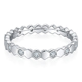 新款热销风S925纯银镶白金莫桑石排戒经典简约款戒指女款