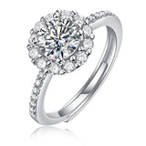 莫桑石六爪轻奢开口戒指纯银时尚