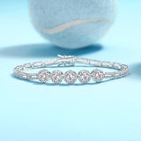 女士圆包网球手链S925纯银莫桑石电镀18k白金手链