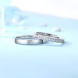 时尚轻奢纯银新款结婚情侣戒指个性开口可调节莫桑石情侣对戒
