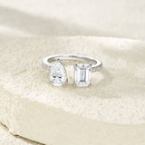 新品S925纯银镶嵌几何形戒指个性时尚轻奢指环女款