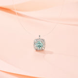 新款S925纯银经典祖母绿方包莫桑石吊坠贵气锁骨链女款