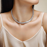 风豪镶项链叠戴S925银多排莫桑石网球项链女