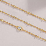 S925银双圈手链莫桑石链子锁骨链手链戒指组合