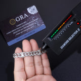 新款个性字形古巴链S925银满镶莫桑石嘻哈潮男手链饰品