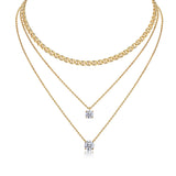 新潮流18K金色莫桑石吊坠叠戴项链s925纯银莫桑石項链吊坠