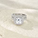 风枕形全莫桑戒指925纯银电镀白金婚礼聚会戒指