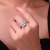 叠戴戒指7*12mm长方形925银莫桑石戒指女