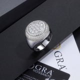 莫桑石精工男戒GRA S925纯银显大轻奢婚戒节日礼物大男戒