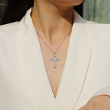 专供 s925银莫桑石十字架男女吊坠项链