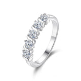 2025年新款极简主义排戒S925纯银波纹指环莫桑石叠戴戒指女