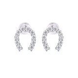 U形半圆S925银莫桑石扣住幸福耳钉饰品