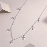 s925银莫桑石十字架吊坠项小众项链