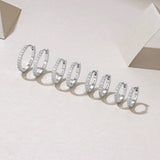 S925银单排镶耳环女镶莫桑石耳扣时尚百搭耳饰品