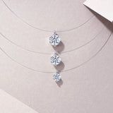 莫桑石18K白金隐形鱼线水滴吊坠锁骨链简约人鱼之泪项链女