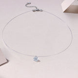 莫桑石18K白金隐形鱼线水滴吊坠锁骨链简约人鱼之泪项链女