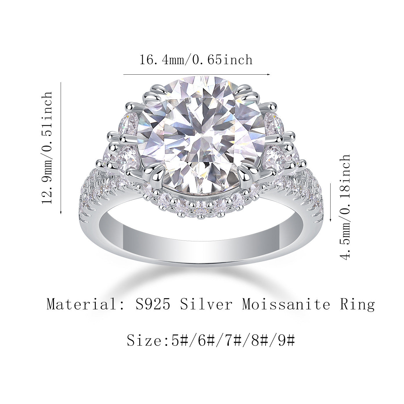 5克拉现 莫桑石S925银鹅蛋戒指银精工镶戒指