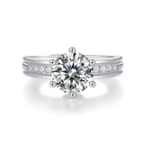 莫桑石六爪轻奢开口戒指纯银时尚