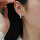 热销新款S925纯银莫桑石圆圈耳环时尚气质高档耳饰品耳钉女款