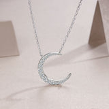 新款S925纯银月亮项链轻奢简约气质网红小众款锁骨链女