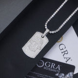 新款S925银满镶莫桑石方形吊坠时尚嘻哈夸张吊坠