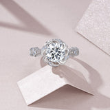 直供 S925银莫桑石戒指简约小众戒子女花朵款指环婚戒