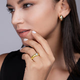 香槟星潮Etsy女戒S925银镀18k黄莫桑石指环