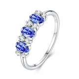 新款S925纯银蛋形蓝宝石戒指小众轻奢时尚百搭指环女款