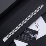 欧美跨境新款11mm双排满镶S925银莫桑石手链嘻哈个性时尚古巴链男