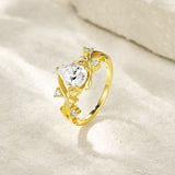 新款树枝戒指时尚水滴莫桑石饰品花朵戒指女