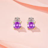 新款S925纯银八角紫晶石耳钉时尚简约轻奢配饰耳环女款