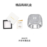 男士嘻哈戒指 莫桑石925银大号潮男戒定制轻奢时尚风饰品