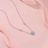 新款S925银蛋形蓝托帕石项链轻奢小众设计百搭锁骨链女