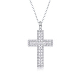 专供 s925银莫桑石十字架男女吊坠项链